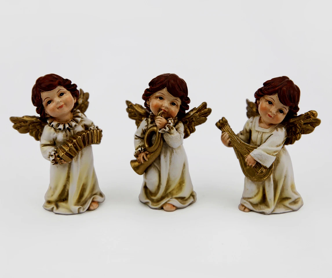 Resin Musical Cherub Angel Figurine Musical Instruments Polyresin Cupid