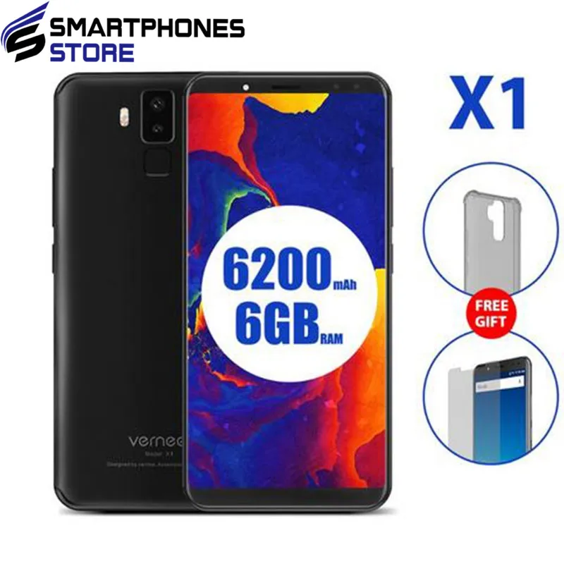 

New Vernee X1 Android 7.1 5.99 18: 9 FHD 6G RAM 64G ROM MT6763 Octa Core Face ID 6200mAh 16MP Four Camera OTG Mobile Phone, N/a