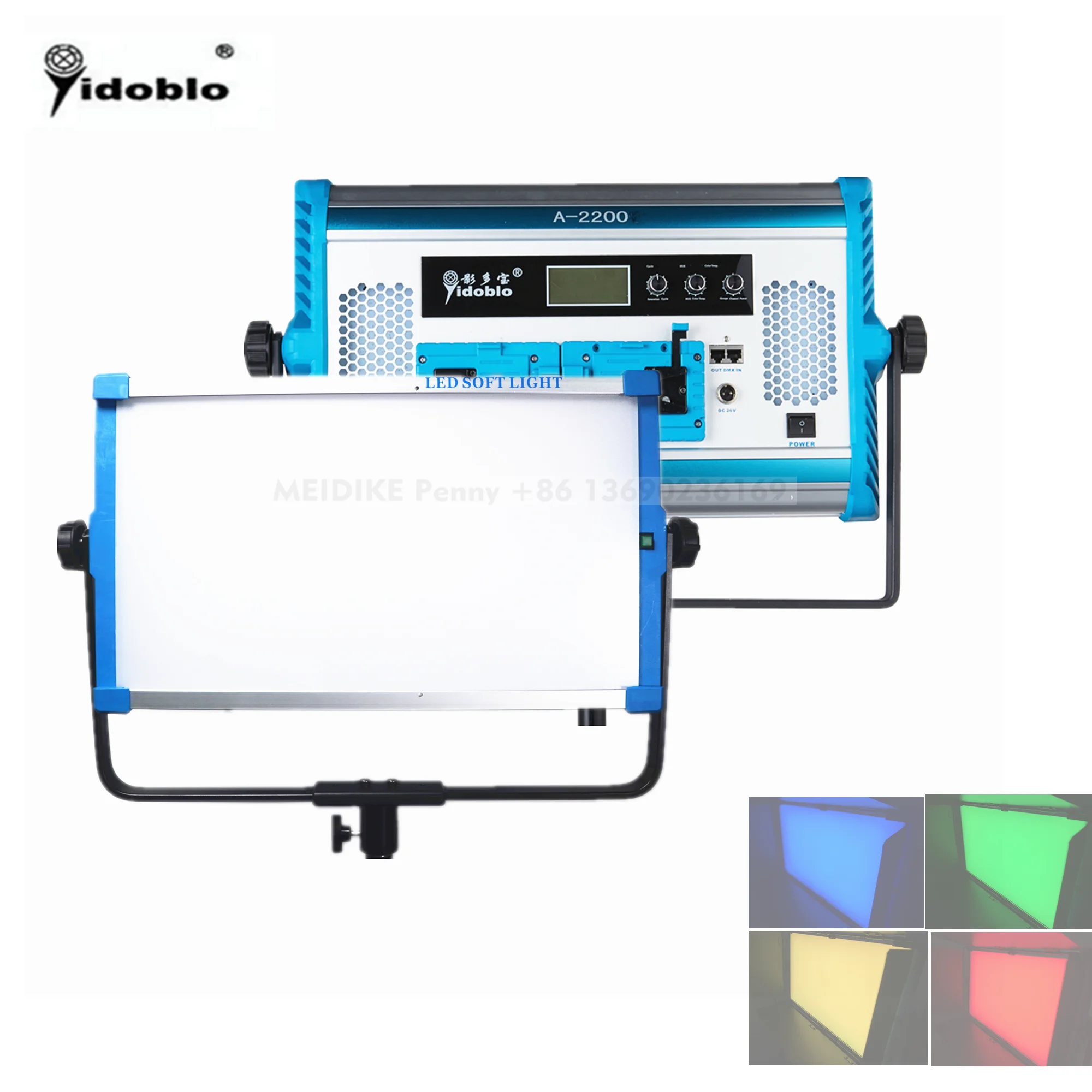 foshan yidoblo A2200C 140W RGB+W LED led panel light  with LCD Screen Phone App Remote Control as arri  video cinema equipment