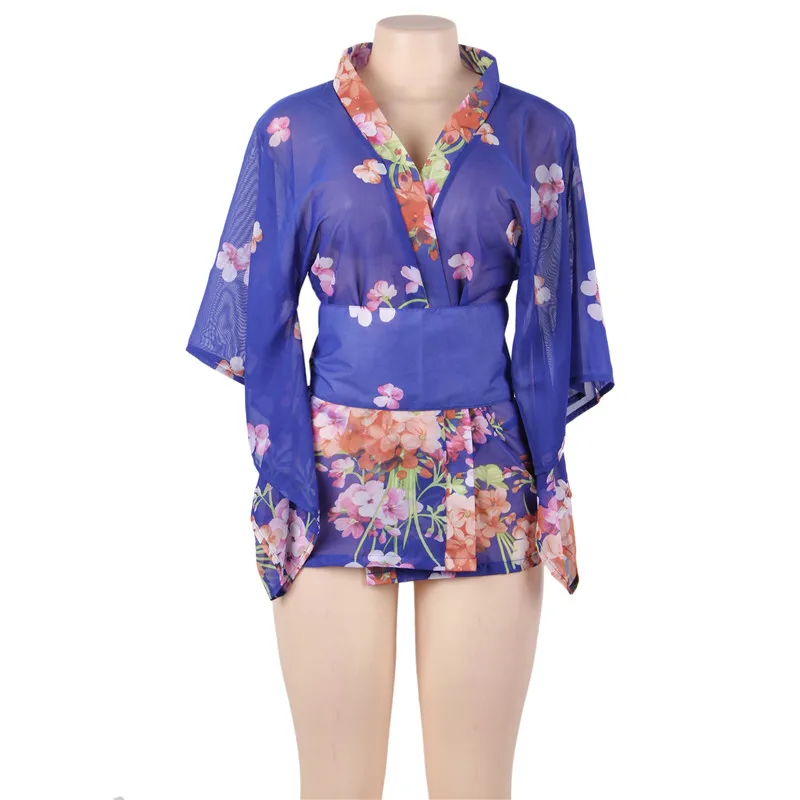 

Kimono uniform short extreme sexy blue ladies sexy short pajamas