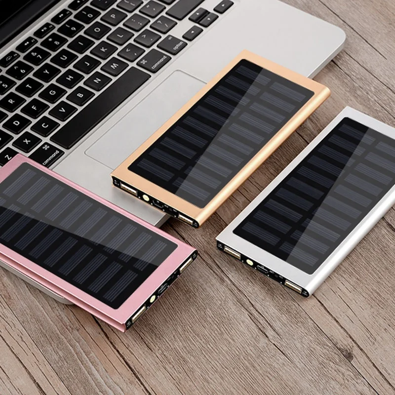 

Hot products outdoor portable mobile phone mini real 8000mah battery charger power bank with solar panel, Black,gold,silver,pink,blue,rose gold