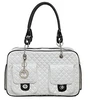 White Quilted Designer Inspired Faux Patent Leather Dog & Cat Pet Carrier Tote Handbag