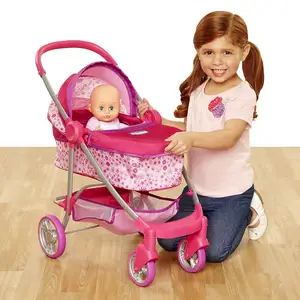 Image of Deluxe Pram for Baby Dolls Toy Doll Stroller for girls
