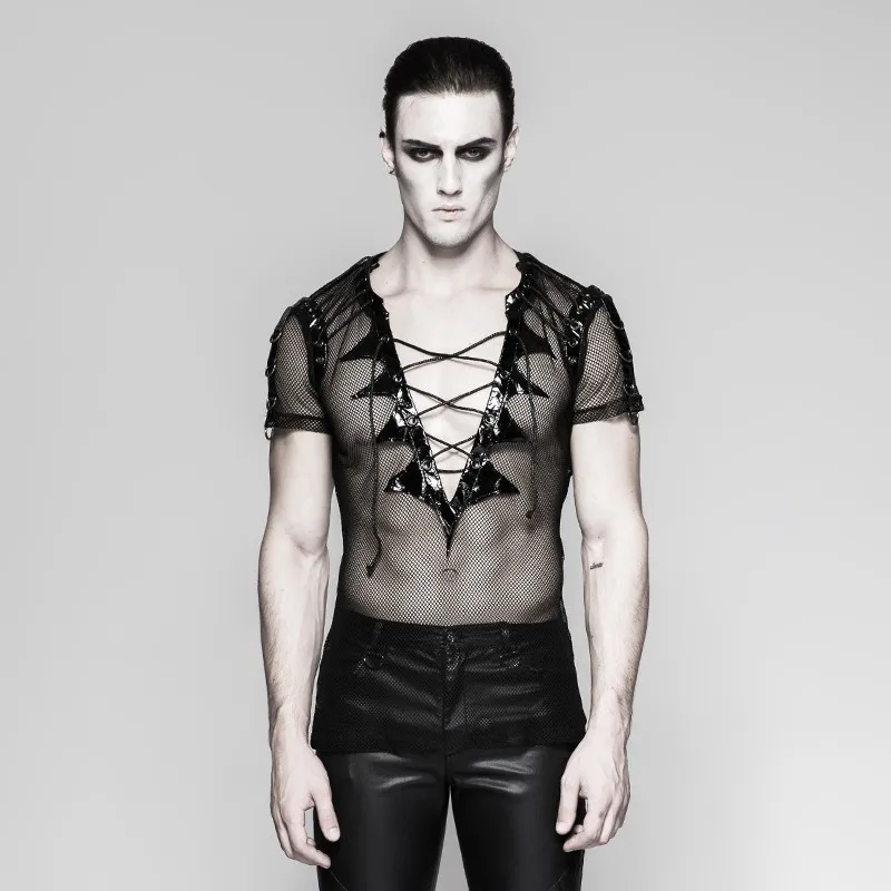 T 468 De Manga Corta Gótico Transparente Para Hombre Buy Camisa Gótica Transparente para Hombre