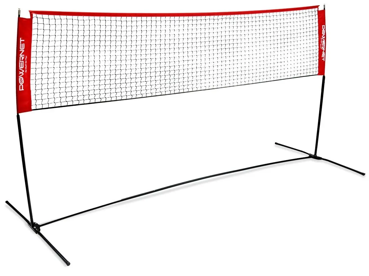PowerNet Portable Badminton, Tennis, Volleyball, Pickleball Net | 10ft Wide | 3ft to 5ft Adjustable Height | Net and Frame | Driveway, Indoor, Outdoor, Beach, Street, Backyard | EZ Setup Collapsible