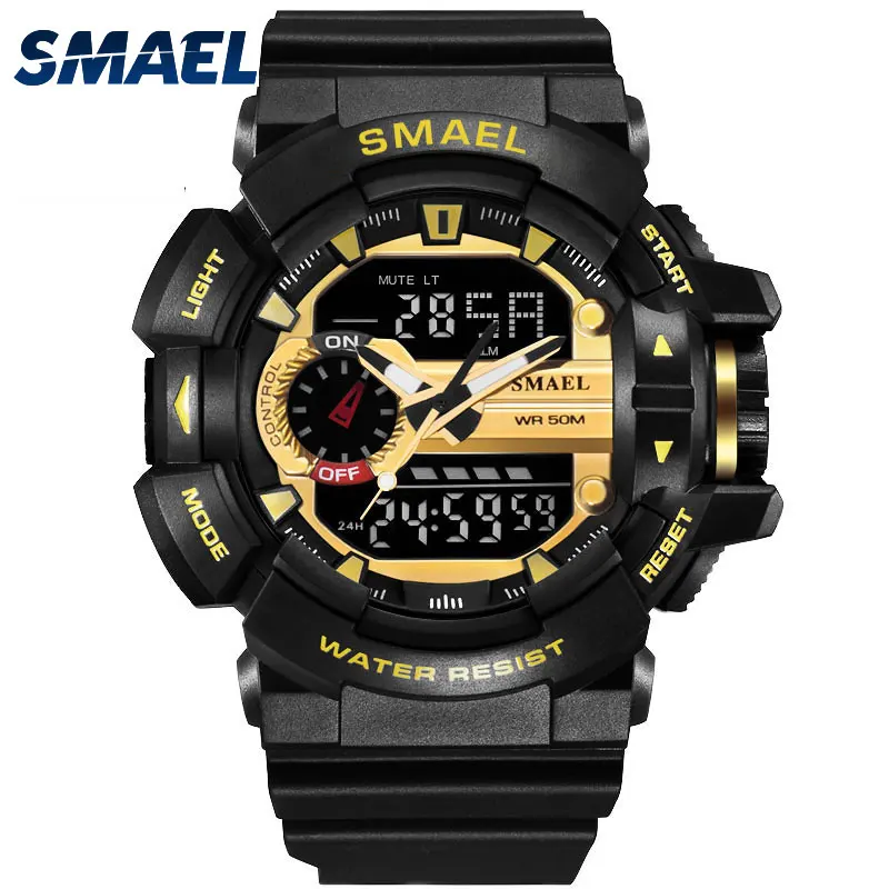 

Wholesale SMAEL 1436 50M Waterproof Shock Resistant Man Outdoor Sport LED Analog Digital Electronic Watch
