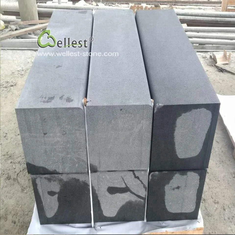 
Chinese black basalt stone blocks dark bluestone curb 