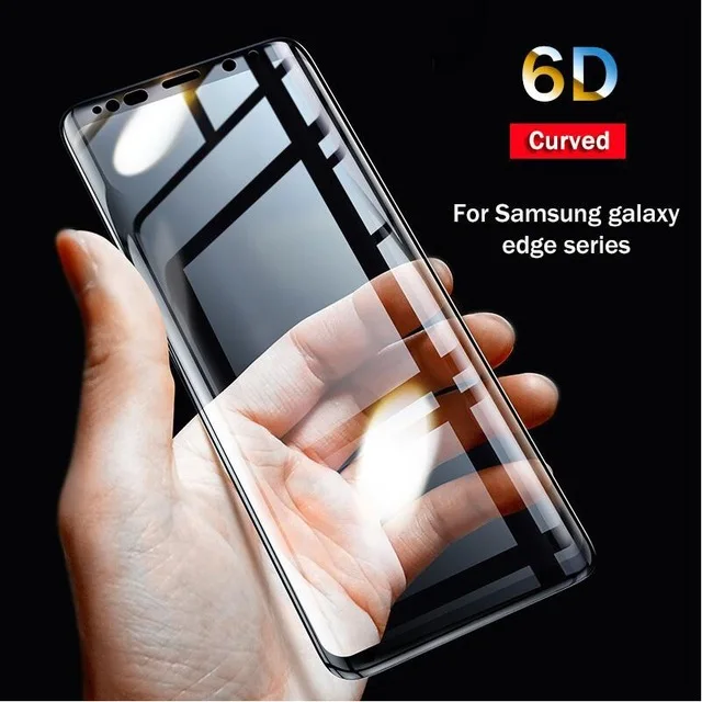 

6D Curved Cover 9H Tempered Glass For Samsung Galaxy s9 s8 plus note 9 8 s6 s7 edge Screen Protector, White black gold silver