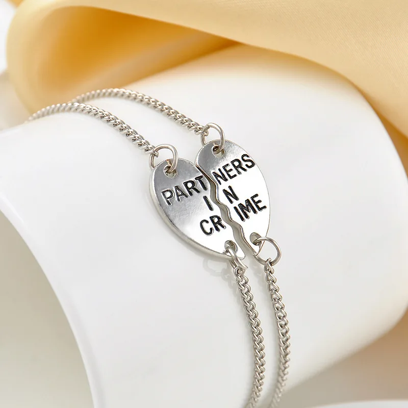 Silver Couple Bracelet Magnetic Silver Plated Heart Bracelets Love Couples  Friendship Promise 2 In 1