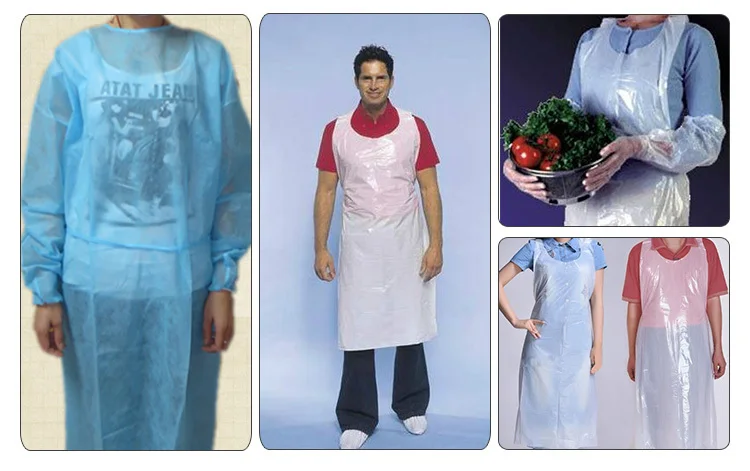 plastic white embossed Disposable PE Aprons