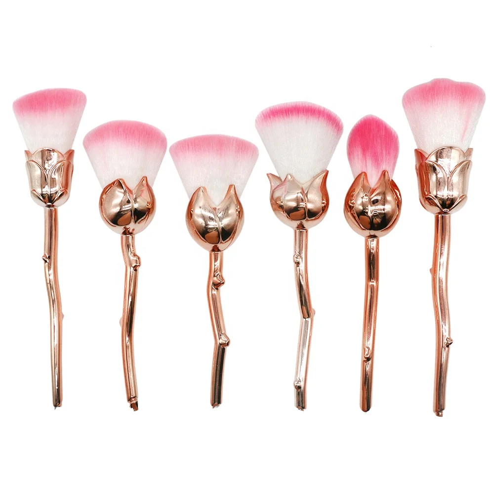 

Wholesale Beauty Blush Fashion 6pcs Flower Rose Gold Makeup Brush Make up