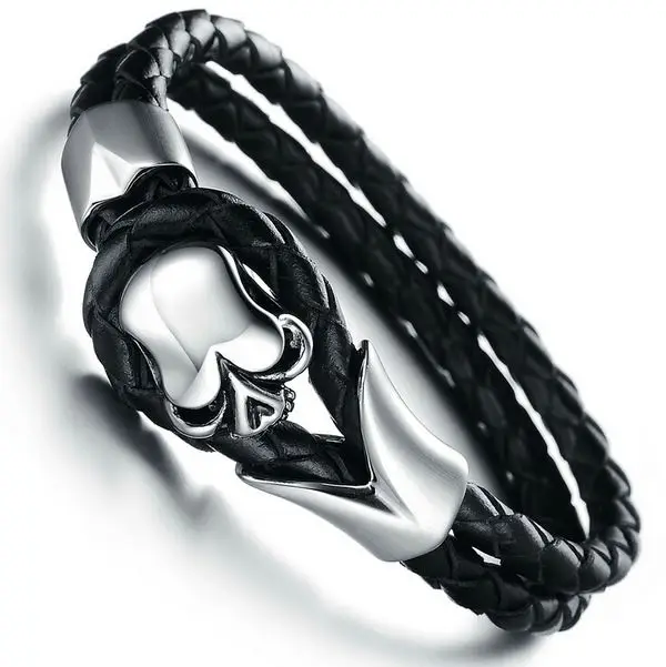 

Tryme Jewelry Fashion stainless steel bracelet,mens skull bracelet,mens leather bracelet, N/a