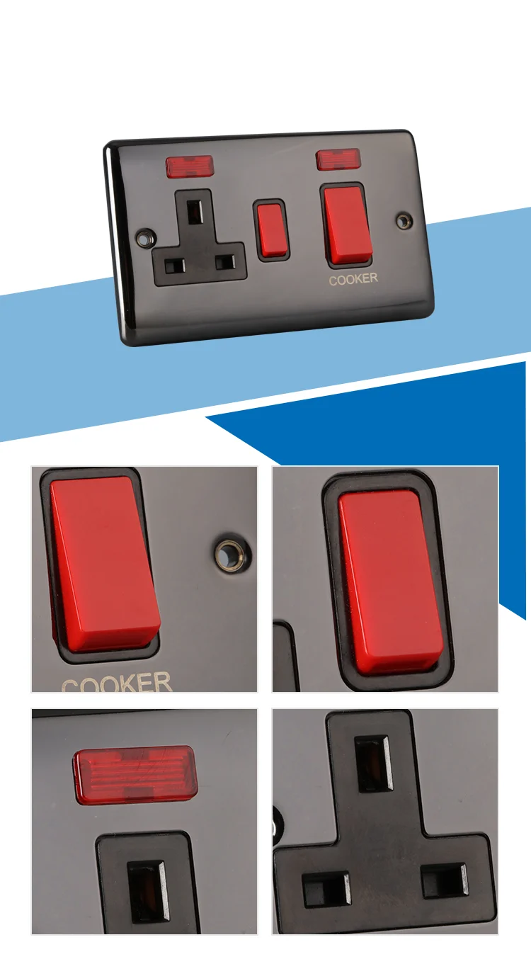 Hailar wall switch UK cooker control kitchen switch and socket with indicator light