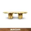 Fetch Shiny polished brass golden dining table