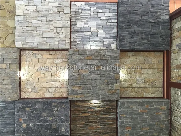 decorative Gray Limestone Cultured Wall Stone Panel with cement or iron mesh back CZ-N101