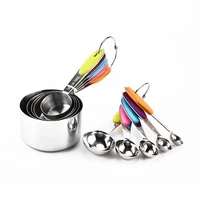 

Kitchen Gadget New Product Ideas 2020 Eco Friendly 10pcs Colorful Stainless Steel Silicone Handle Measuring Cup Spoon