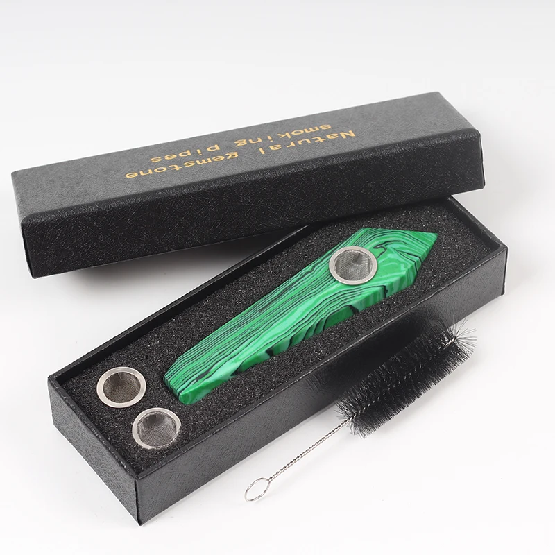 

Natural Malachite stone smoking pipes rough malachite cool smoking tobacco pipe gift, Green