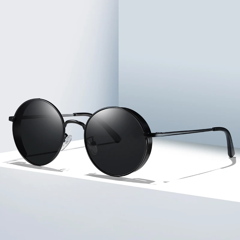

2020 new high quality fashion round steampunk sunglasses custom polarized sunglasses