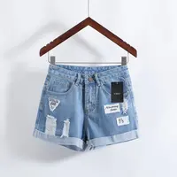 

New design sexy woman applique sexy denim shorts girls summer hot shorts with hole