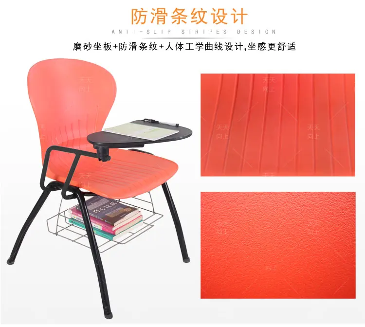 Training Chair with Writing Pad Soft Seat Institutional Chair with Sponge Padding Student Chair