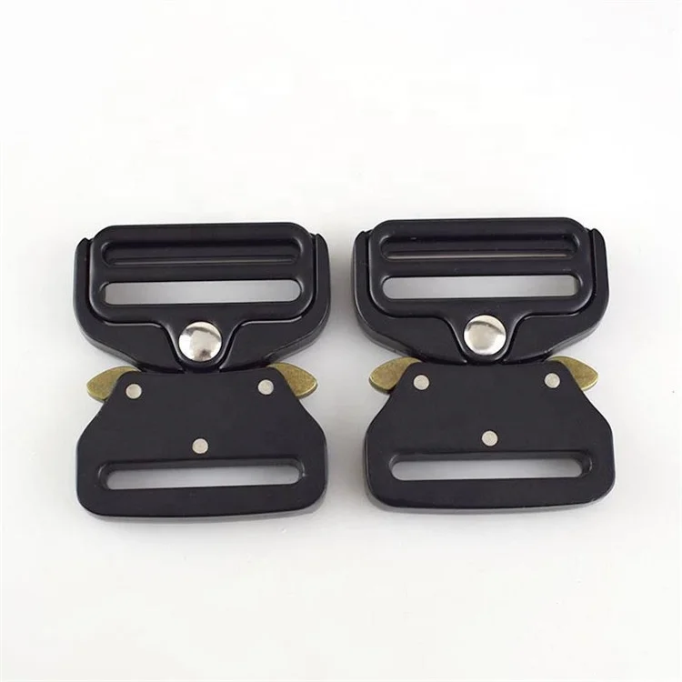 

Meetee AP429  Webbing Quick Side Release Alloy Clip Clasp Tactical Belt Buckles Shackle for Bags Clothes Accessories, Black