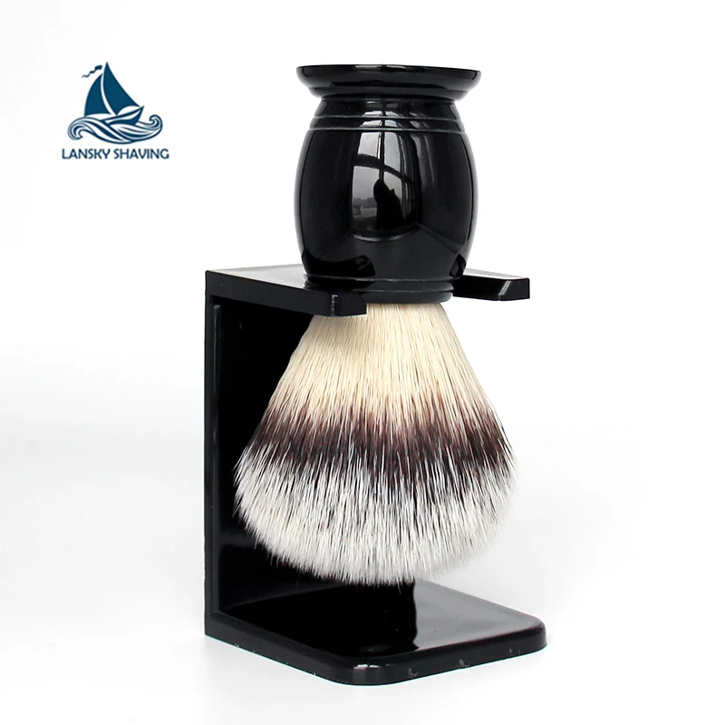 

Barber Cheap shaving kit drip stand with synthetic shaving brush, Black