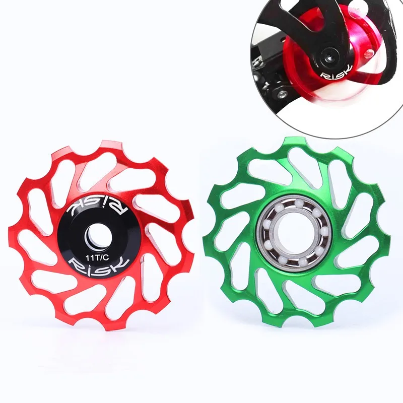 11 Tooth Bike Bearing Jockey Wheel Rear Derailleur Pulleys Porose Aluminum Alloy