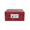 Aluminum material travel three color leather jewelry box with lock