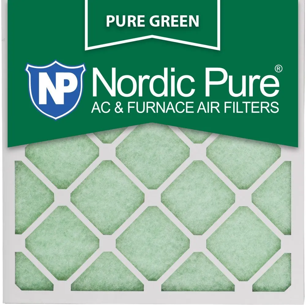 Nordic Pure 20x20x1PureGreen-3 AC Furnace Air Filters, 20 x 20 x 1", Pure Green