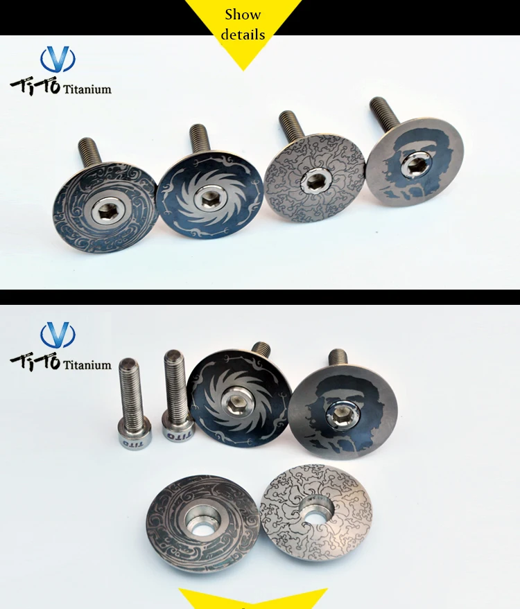 TiTo manufacturer titanium alloy bike laser headset caps and titanium bolt MTB road bike titanium bicycle parts cycling headsets