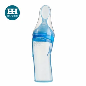 Image of Baby Silicone Feeding Bottle With Spoon