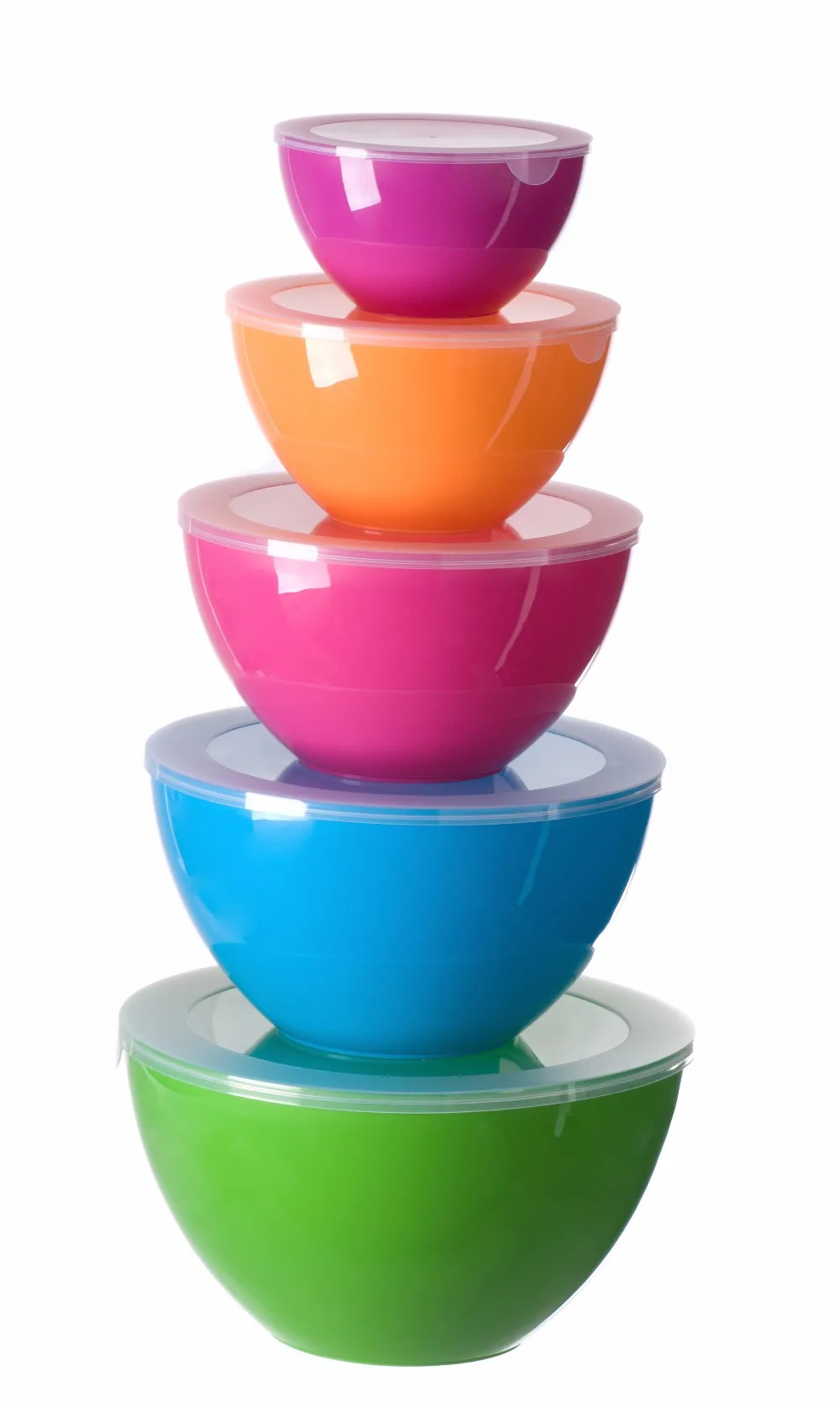 6 Pieces Color Pp Salad Bowl Plastic Mixing Bowl Set Of 5 With Lids ...