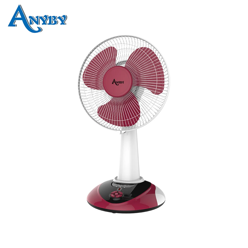 12inch AC/DC kennede factory Emergency rechargeable fan electric table fan with LED light