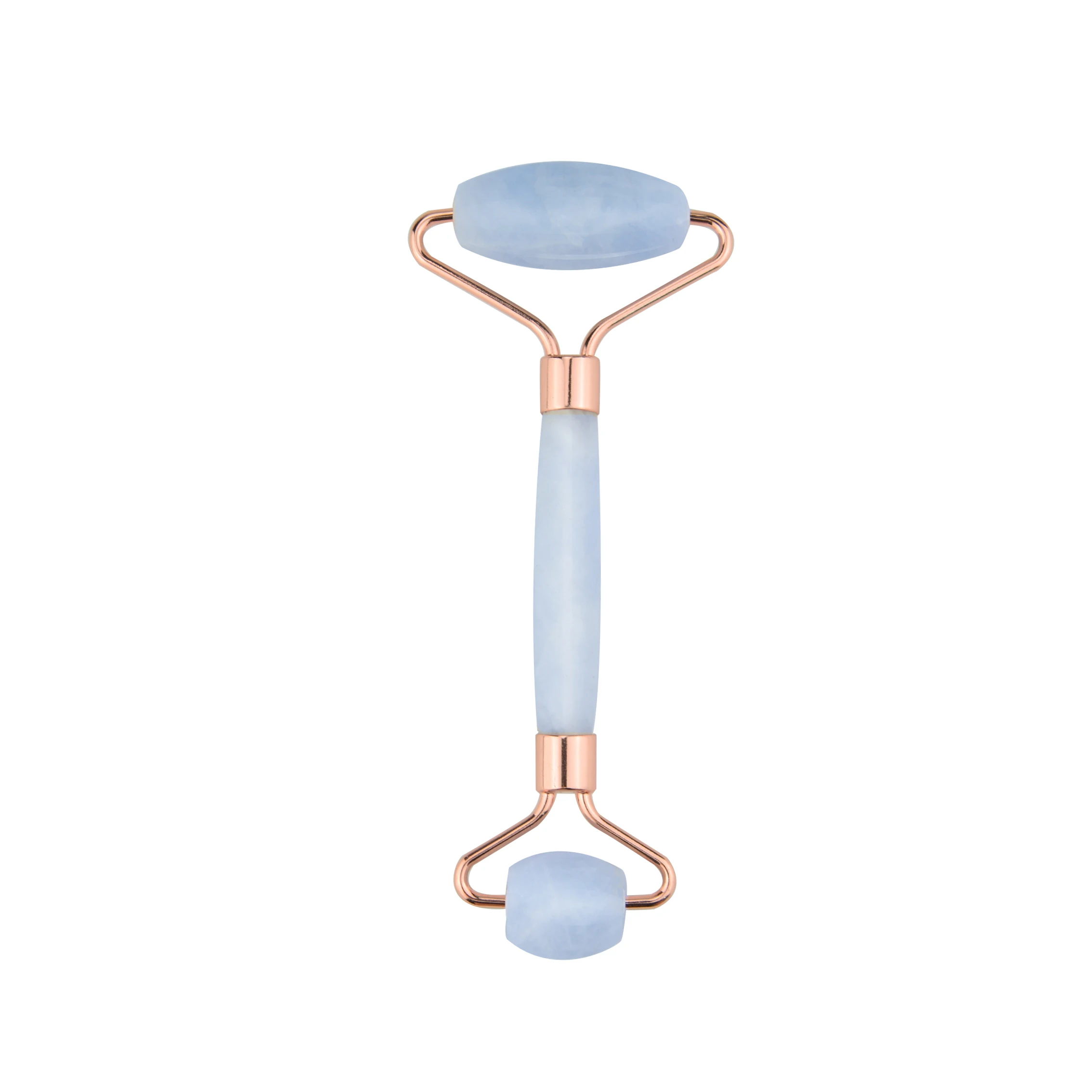 

New Crystal healing Blue calcite Jade roller black with box