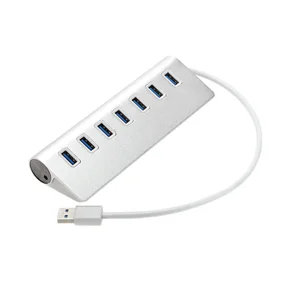 High Speed 7 Ports Aluminum Alloy 3.0 USB Hub Splitter 5Gbps Charging Data Sync Adapter Portable for Macbook PC Computer Laptop