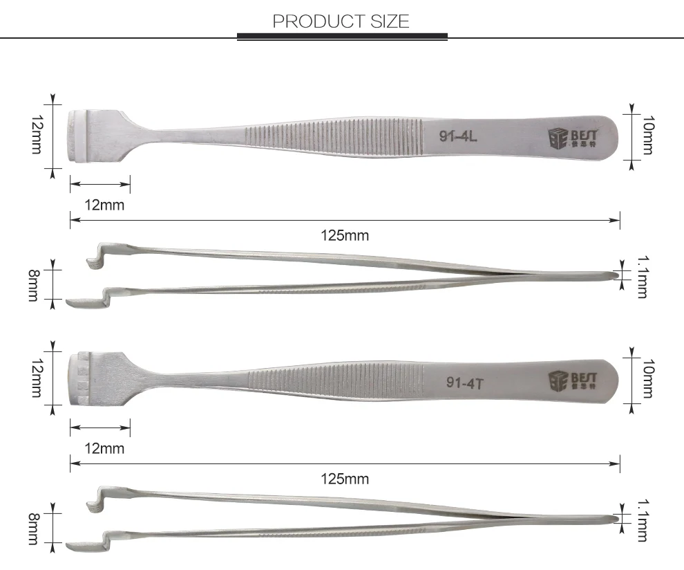 BEST-91-4T Stainless steel wafer tweezers
