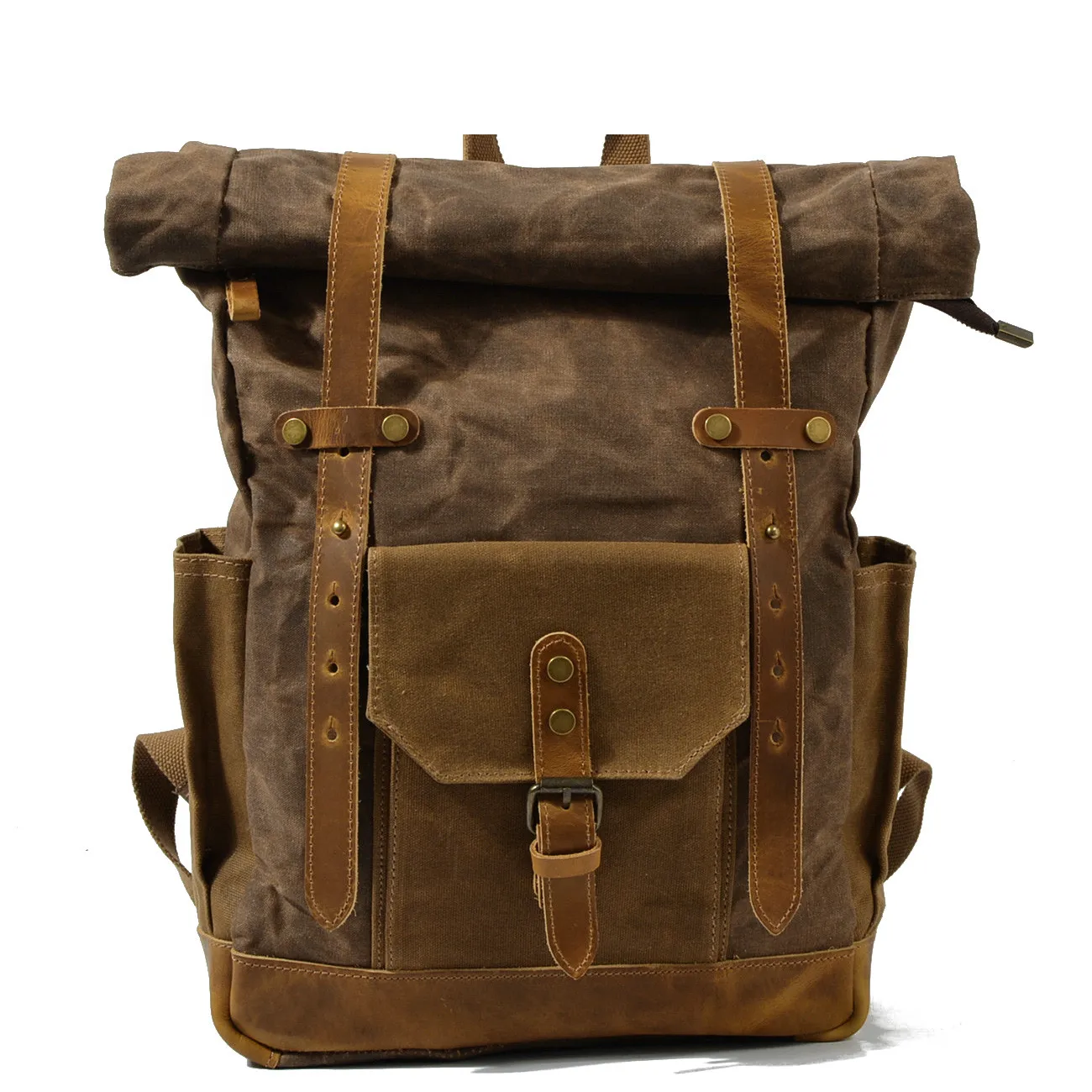 

Men travel bag canvas backpack canvas crazy horse laptop leather backpack, Lake green,gray,army green,brown,rose red