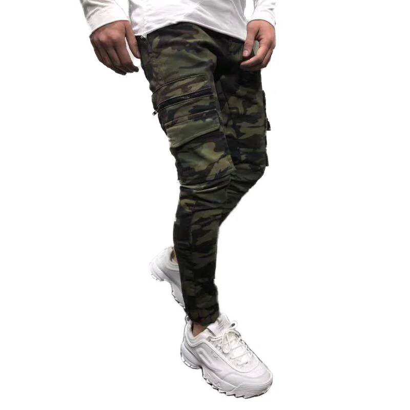 Men's Cotton Casual Military Army Cargo Camo Combat Work Pants Jeans with Pockets and Zipper