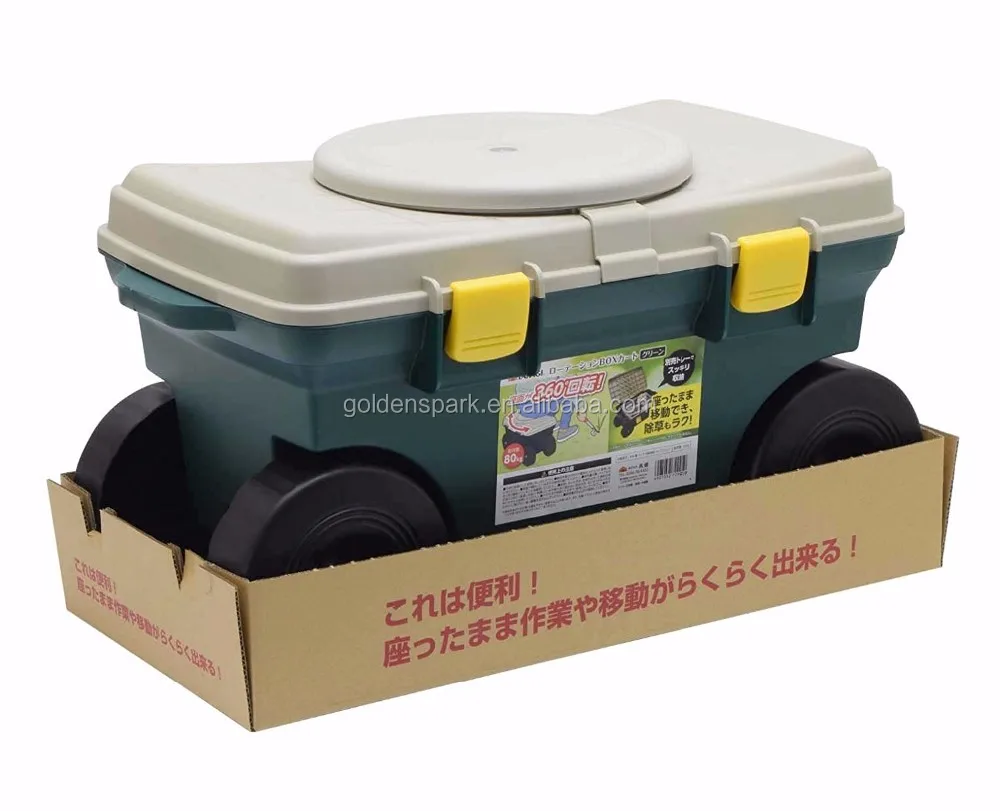 Garden Seat Tool Box With Swivel Top/garden Seat Cart/rolling Garden