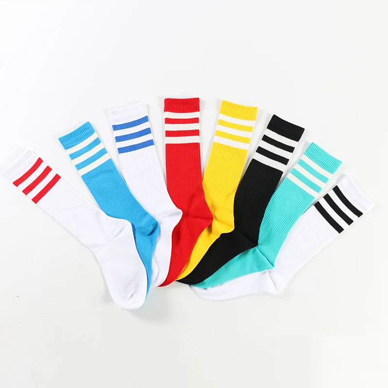 

Japanese Student Color Striped Black Teen Girl Woman Tube Socks Knee High Sock, Blue,green,yellow,red,black and so on