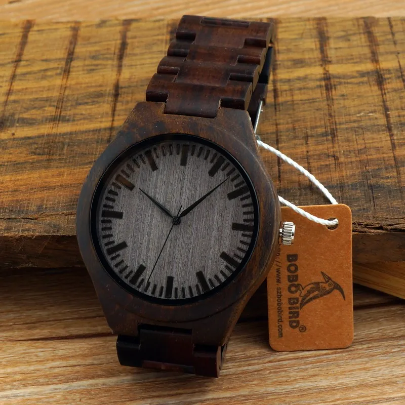 New Arrival Men’s Wood Wristwatch Classic Folding Clasp Quarzt Movement ...