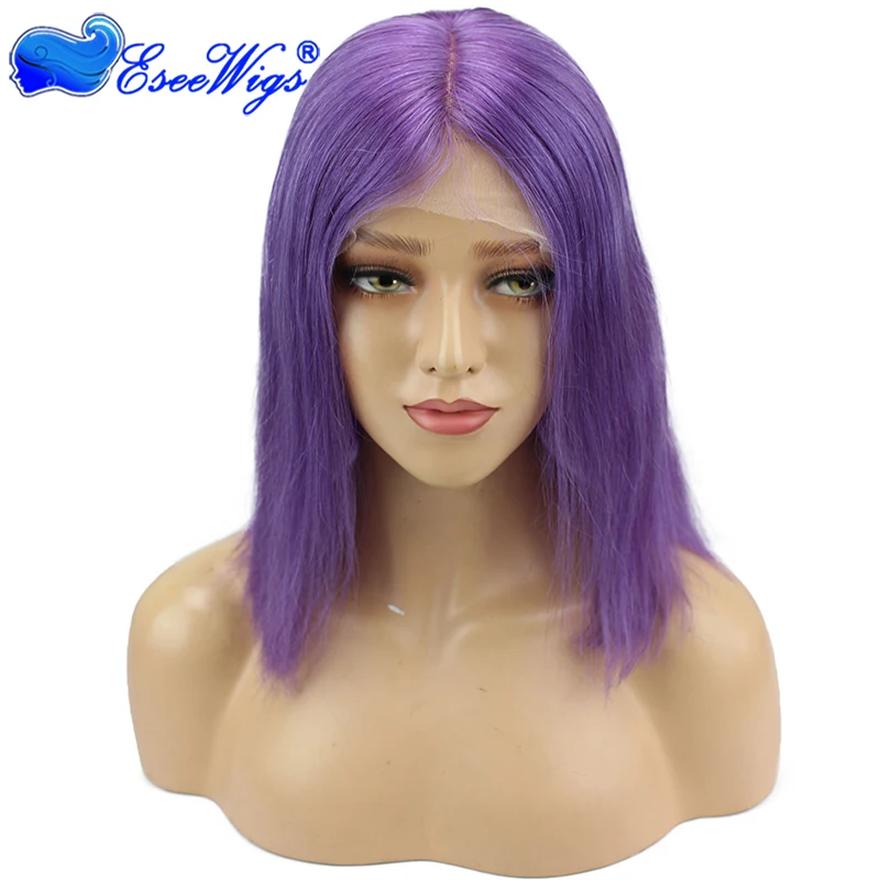 

Lace Front wig 6 inch deep parting wig purple color straight hair bob wig