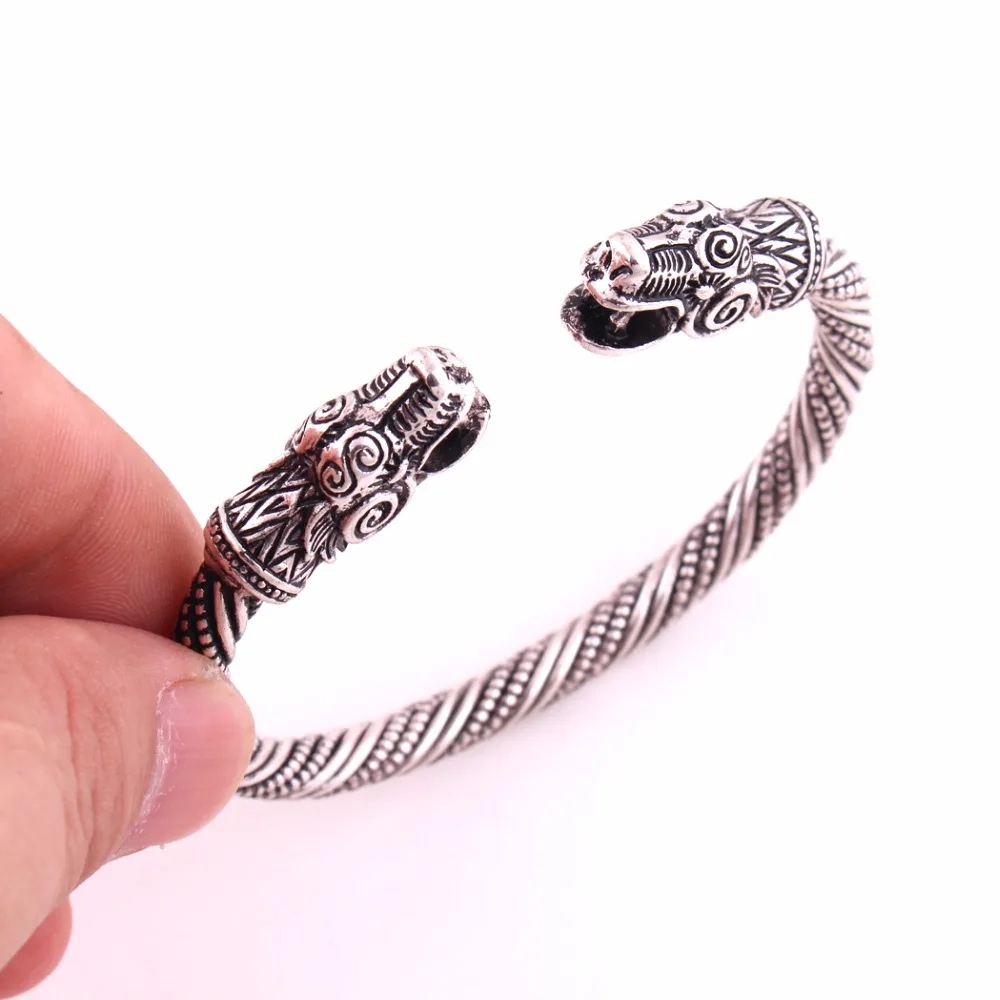 

Huilin Jewelry Viking TOTEM BRACELET Bear of Odin Viking Bear Odins Bear Viking Wolves Fenrir wolf, Silver and gold