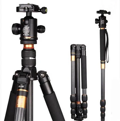 

photography professional kit carbon fiber video tripod 360 panoramic tripod head ball, Black
