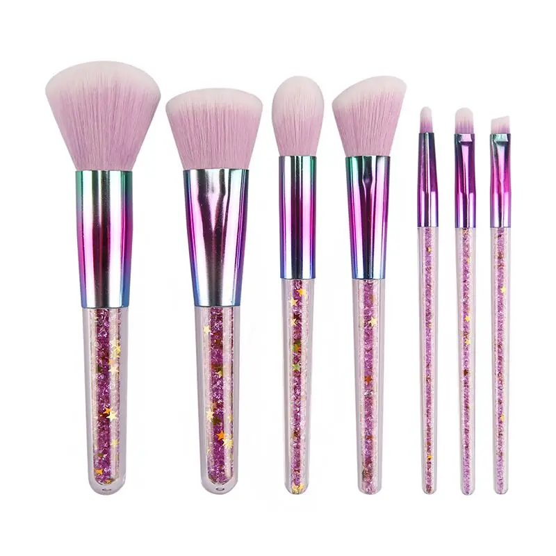 

7pc Diamond Rainbow Liquid Brushes Cosmetic Brushes Crystal Make Up Brushes Glitter Makeup Brush, Customized color