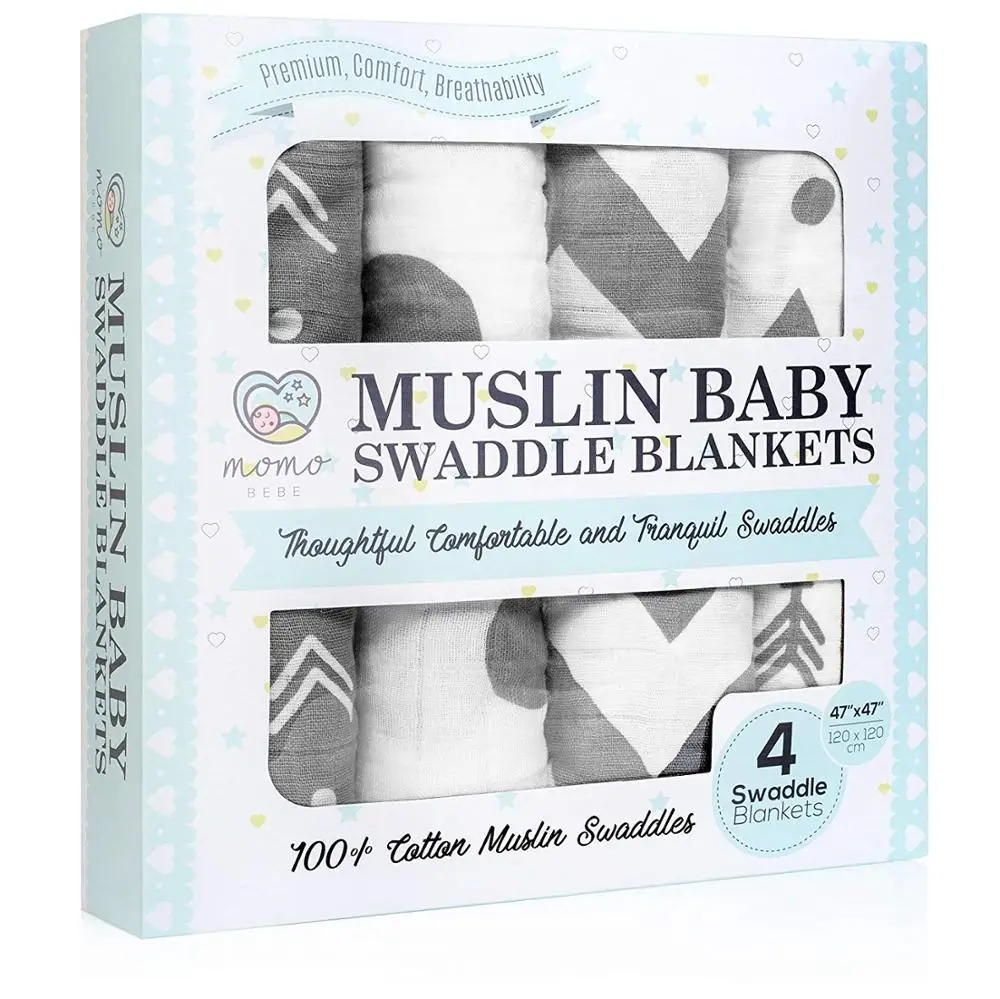 

Manufacturer custom wholesale Printed cartoon pattern 100% organic cotton muslin baby swaddle wrap blanket set, N/a