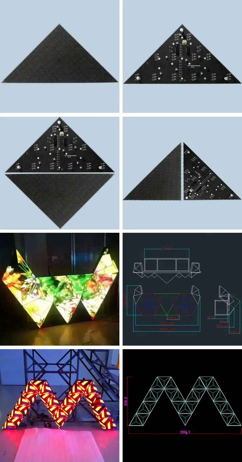 336mm*475mm*240mm P5 Customized Triangle LED Display