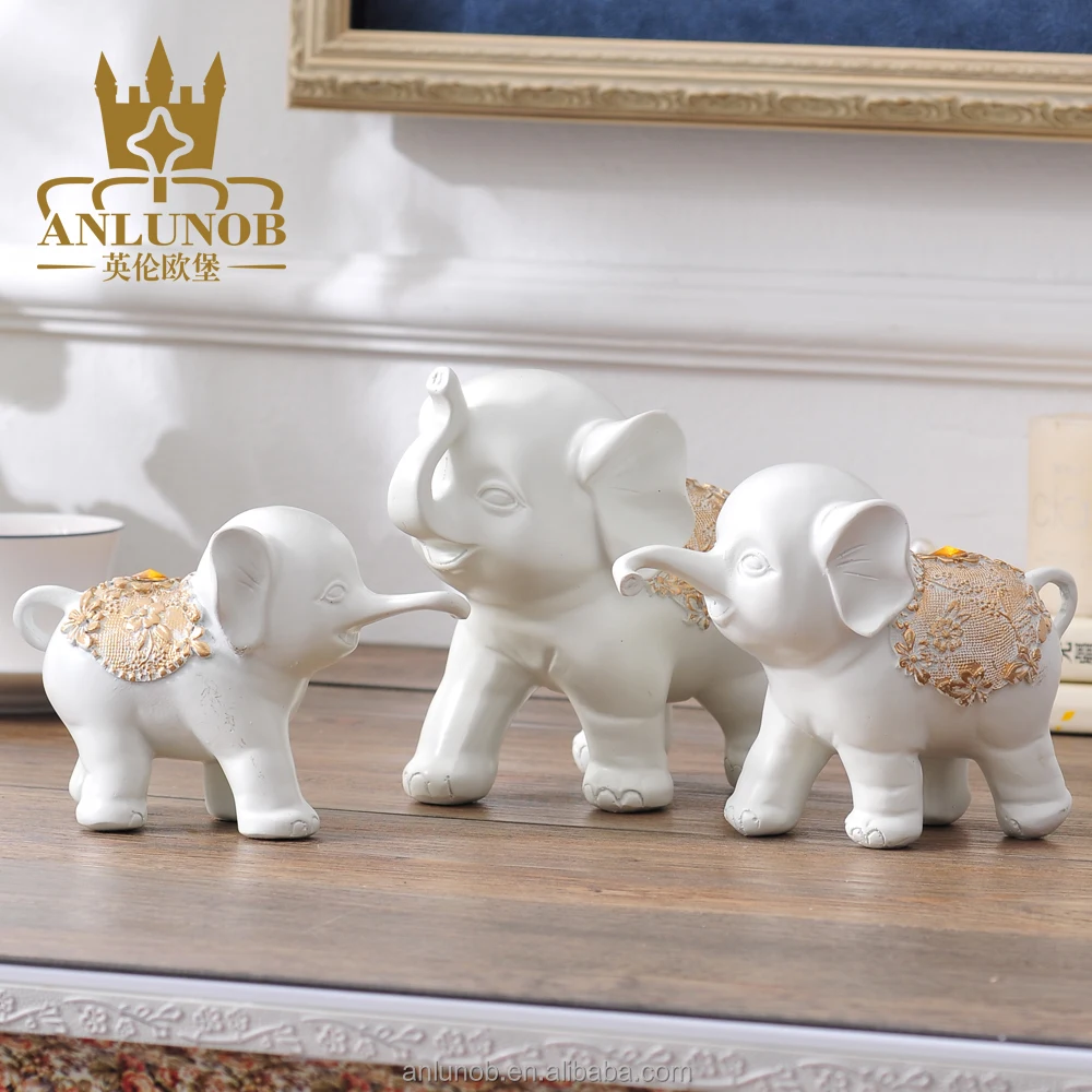 Goud dier royal art geschilderd epoxyhars 3 set olifant standbeeld ... Slaapkamer set goud