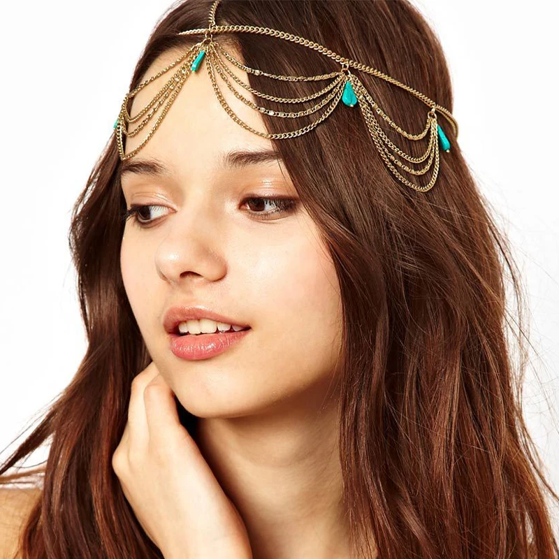 Indian Bridal Hair Accessories Gold Head Chain For Women