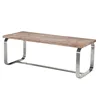 Hotel Rectangular Industrial Retro Stainless Steel Metal Base Oak Pine Ash Wood Top Coffee Table